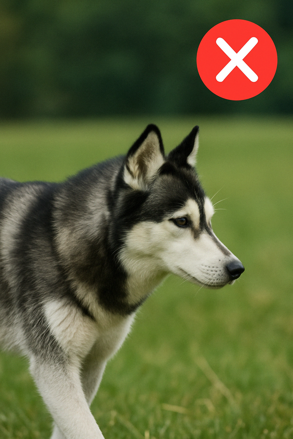 Beispiel für ein falsches Bild: Unscharfes Bild mit seitlicher Ansicht des Haustiers. Achte auf klare und gut fokussierte Bilder für beste Ergebnisse.