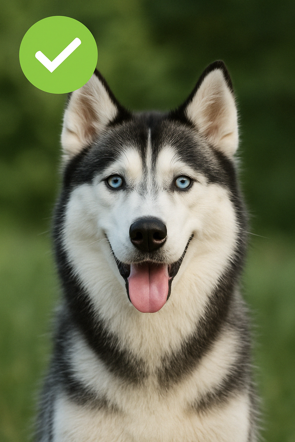 Beispiel für ein richtiges Bild: Klarer Fokus auf das Haustier mit gutem Kontrast und sichtbarem Gesicht – ideal für personalisierte Produkte.